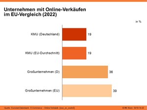 Unternehmen mit Online-Verkäufen im EU-Vergleich (2022)